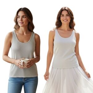 🔥5‎ for $20🔥 Melrose Silver Shimmer Sleeveless Tank Top Party Clubwear Sparkle